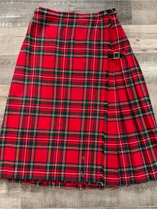 St Michael Dresses & Skirts - Vintage 60s? St Michael London Red Tartan Wrap Skirt with Buckle Detail